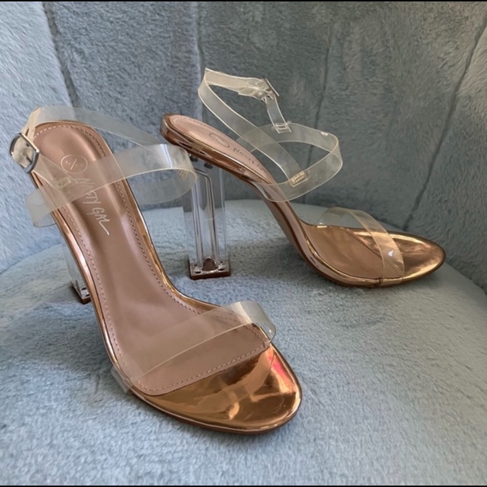 Clear Open Toe Block Heels